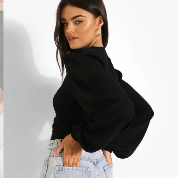 NWT- RUCHED WAIST VOLUME SLEEVE BODYSUIT. Size 4 - Picture 3 of 8